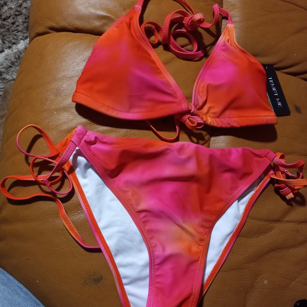 Vibrant Pink and Orange Bikini Set